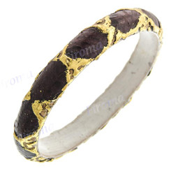 Python Snake Leather Purple Gold Bangle Bracelet