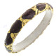 Python Snake Leather Purple Gold Bangle Bracelet