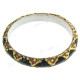 Python Snake Leather Black Gold Bangle Bracelet
