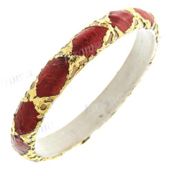 Python Snake Leather Gold Red Bangle Bracelet