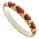 Python Snake Leather Gold Red Bangle Bracelet