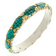 Python Snake Leather Turquoise Blue Gold Bangle Bracelet