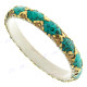 Python Snake Leather Turquoise Blue Gold Bangle Bracelet