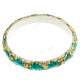 Python Snake Leather Turquoise Blue Gold Bangle Bracelet