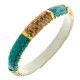 Python Snake Leather Turquoise Brown Bangle Bracelet