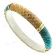 Python Snake Leather Turquoise Brown Bangle Bracelet