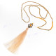 2mm Seed Beads Nylon 30" Beige Cream Necklace Pendant