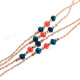 4mm Beads Nylon 32" Beige Blue Necklace Pendant
