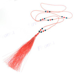 Beads Nylon 32" Peach Blue Necklace Pendant