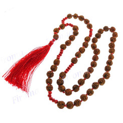 10mm Seed Beads Nylon 30" Brown Red Necklace Pendant