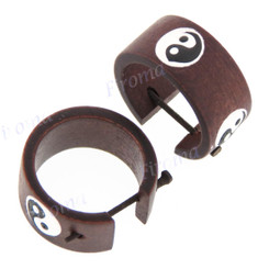 13/16" Natural Wood Carving Post Earrings