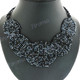 Seed Beads 24" Hematite Black Necklace Pendant