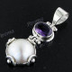 1 11/16" 925 Silver Amethyst White Mabe Pendant