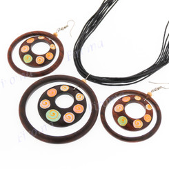 Wood Ethnic 18" Wires Necklace Earring