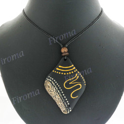 Wood Tribal 20" Black Necklace
