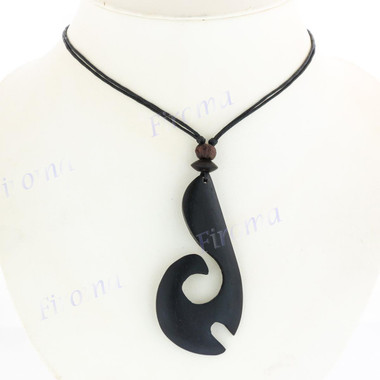 Wood Maori 20" Black Necklace
