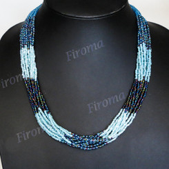 Seed Beads 24" Turquoise Peacock Necklace