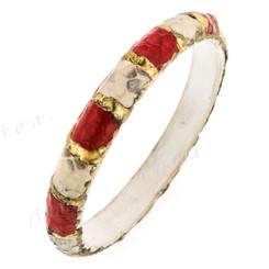 Python Snake Leather White Gold Bangle Bracelet