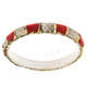 Python Snake Leather White Gold Bangle Bracelet