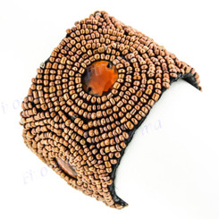 Glass Seed Beads 7 1/2" Bronze Brown Bracelet