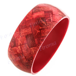 Red Coral Resin 8" Bangle Bracelet