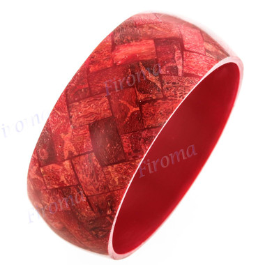 Red Coral Resin 8" Bangle Bracelet