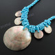 Blacklip Mother Of Pearl Glass Seed Beads Shell 17" Turquoise Blue Necklace
