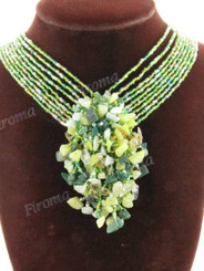 Aventurine Seed Beads Jade 15" Lime Green Necklace Pendant