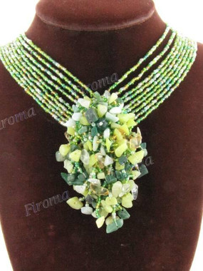 Aventurine Seed Beads Jade 15" Lime Green Necklace Pendant