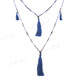 Beads Nylon us 32" Blue Gold Tassel Necklace Pendant