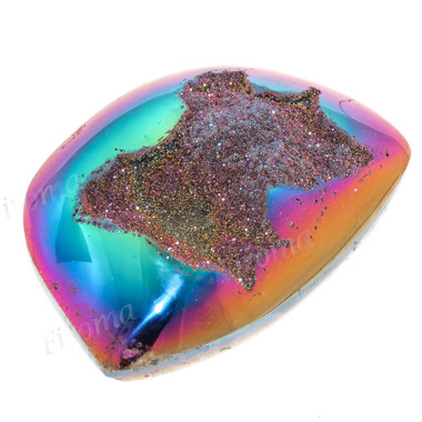Cabochon Window Drusy 1 13/16"(46mm) 22.6gr(113cts) Titanium Rainbow