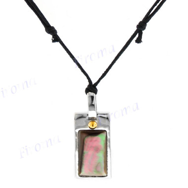 1 1/8" 925 Silver Blacklip Mother Of Pearl us Gold Pendant