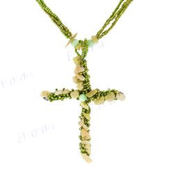 Lemon Jade Chips 2mm Glass Seed Beads 22" Necklace Pendant