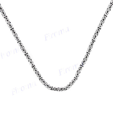 4mm 925 Silver Byzantine Solid us 24" Chain Hook Necklace
