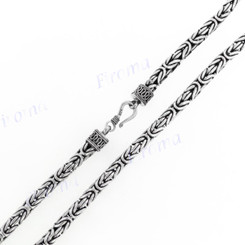 4mm 925 Silver Byzantine Solid us 24" Chain Hook Necklace