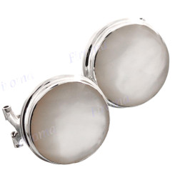 3/4" 925 Silver White Mother Of Pearl Shell us Earrings