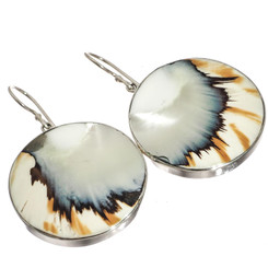 925 Silver Nautilus Shell Tiger Round us French Earrings