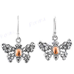 3/4" 925 Silver Butterfly us Gold French Wires Earrings