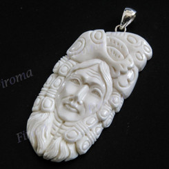 3" 925 Sterling Silver Bison Bone Indian Chief us Pendant