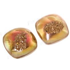 Cabochon Agate Druzy Pair Square 1/2"(12mm) 2.3gr(11cts)