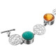 925 Silver Genuine Turquoise Citrine us 8" Toggle Bracelet