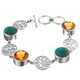 925 Silver Genuine Turquoise Citrine us 8" Toggle Bracelet