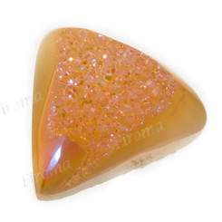 Cabochon Agate Druzy Triangle 11/16"(17mm) Titanium Gold