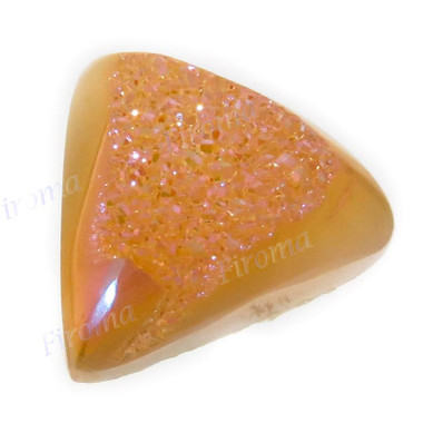 Cabochon Agate Druzy Triangle 11/16"(17mm) Titanium Gold
