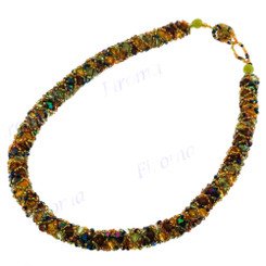 2mm Glass Seed Beads us 19" Black Gold Necklace