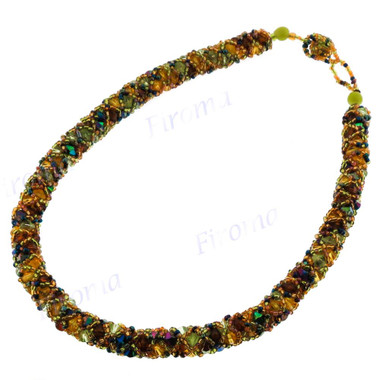 2mm Glass Seed Beads us 19" Black Gold Necklace