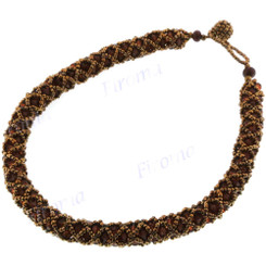2mm Glass Seed Beads us 18" Bronze Copper Necklace