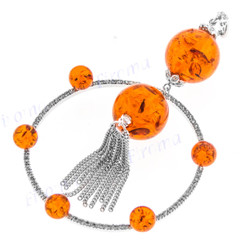 4" 925 Silver Simulated Amber Pendant