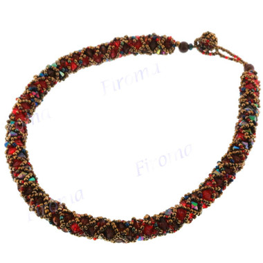 2mm Glass Seed Beads us 18" Peacock Bronze Necklace