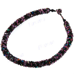 2mm Glass Seed Beads us 18" Peacock Purple Necklace